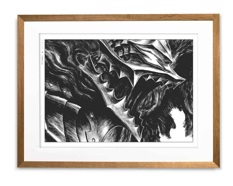 Berserk manga artwork featuring Guts in Kentaro Miura’s dark fantasy illustration – Berserk manga poster