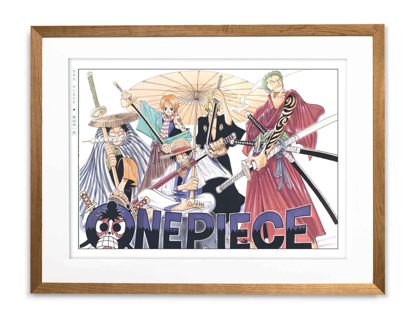 One Piece anime artwork by Eiichiro Oda featuring the Straw Hat crew – One Piece anime poster