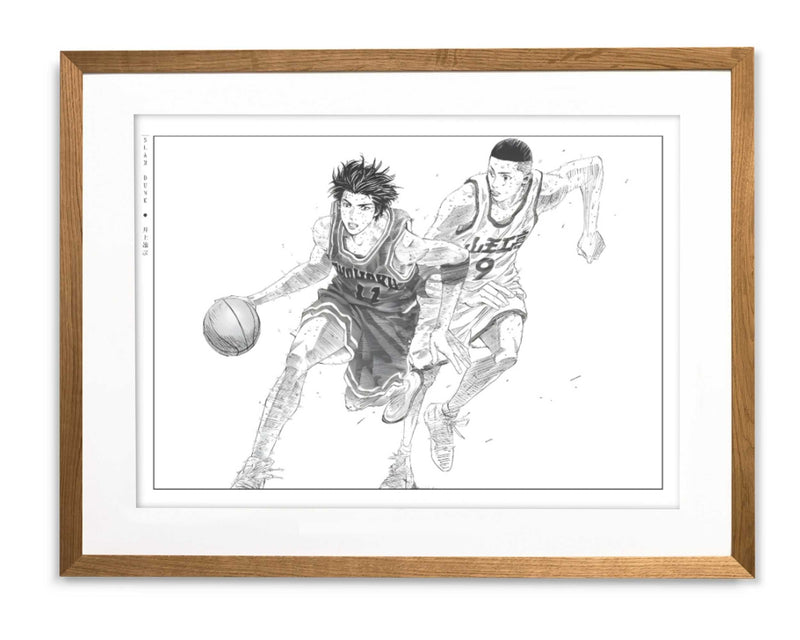 Slam Dunk manga artwork by Takehiko Inoue showing a dynamic basketball scene – Slam Dunk manga poster