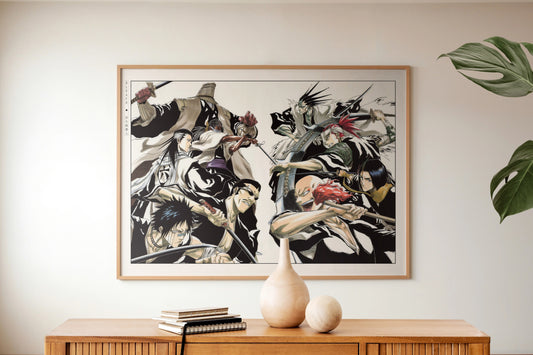 Shonen anime poster featuring action-packed scenes and bold artistry.