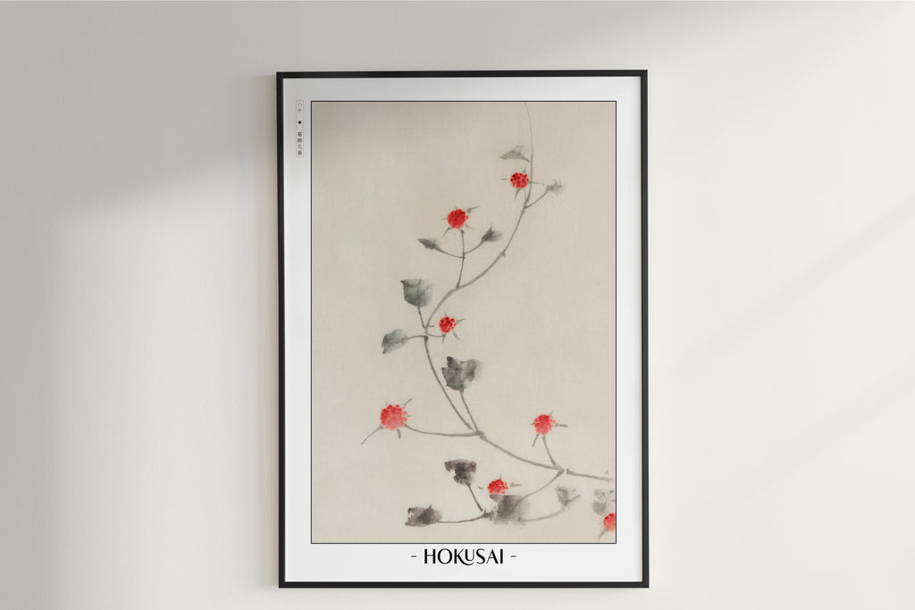 Hokusai - Small Red Blossoms on a Vine