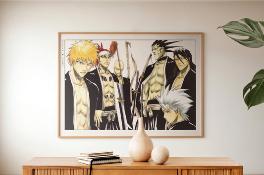 Shonen anime poster featuring action-packed scenes and bold artistry.