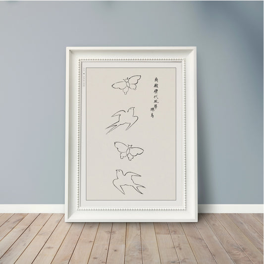 Abstract Bird Ukiyo-e Wall Art