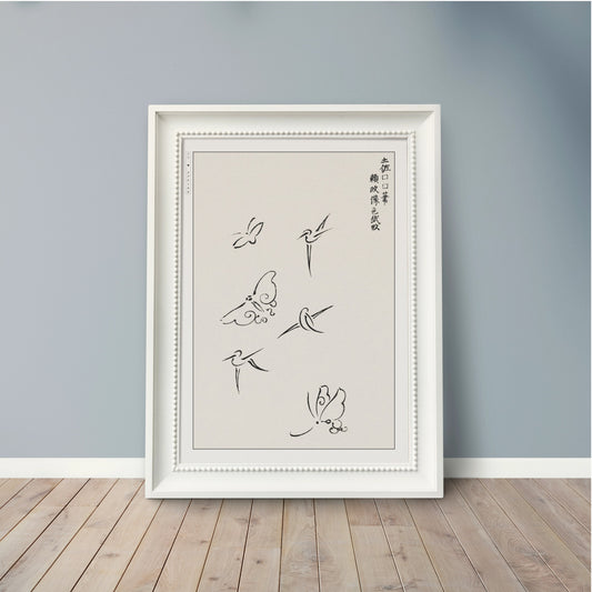 Abstract Bird Ukiyo-e Wall Art