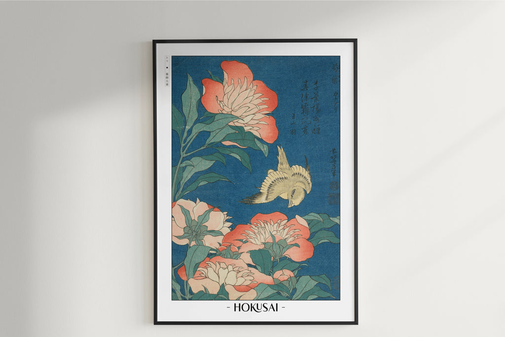 Hokusai - Peonies & Canary