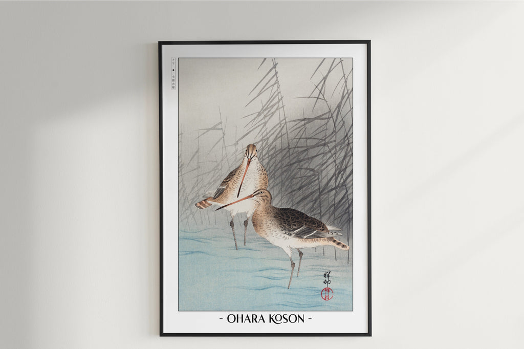 Ohara Koson - Two Bar-Tailed Godwits - Artist Name Unframed