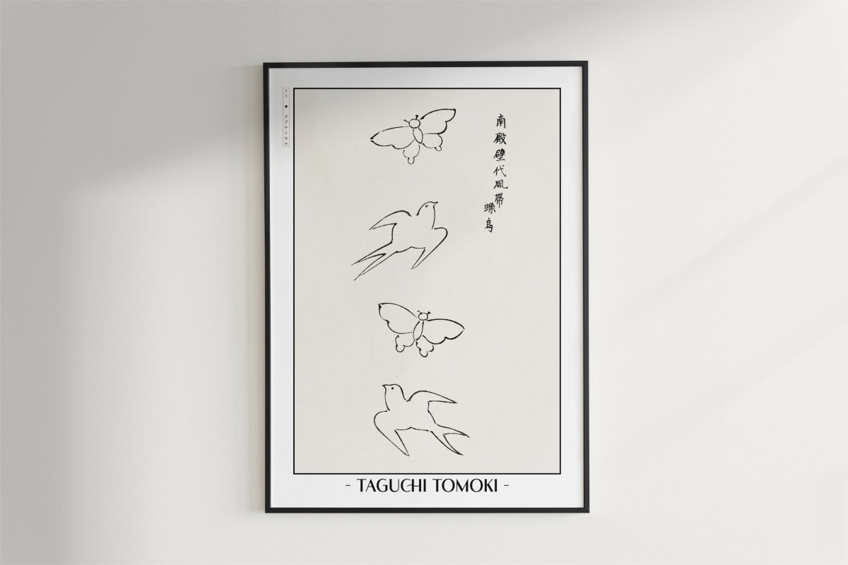 Taguchi Tomoki - Birds & Butterflies - Artist Name - Black Frame
