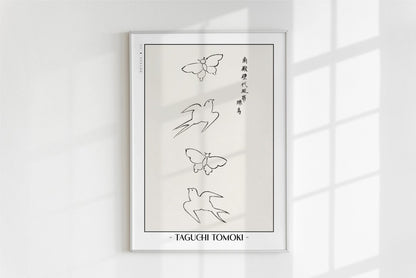 Taguchi Tomoki - Birds & Butterflies - Artist Name - White Frame