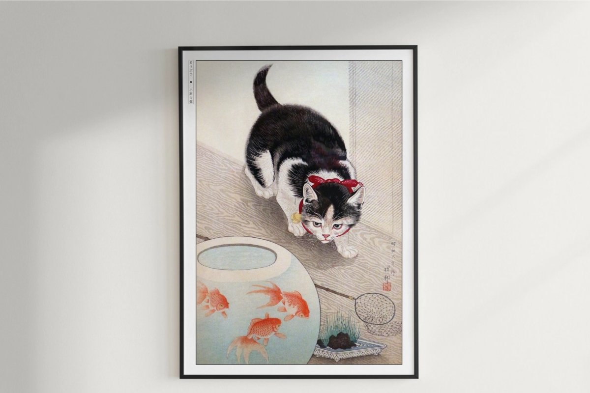Ohara Koson - Cat & Goldfish - Art Only - Unframed