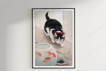 Ohara Koson - Cat & Goldfish - Art Only - Unframed