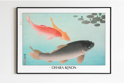 Ohara Koson - Common & Golden Carp - Artist Name Unframed
