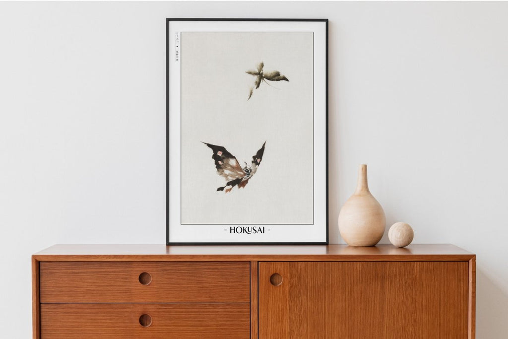 Hokusai - Butterflies & Moths - Artist Name with Decor