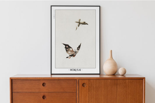 Hokusai - Butterflies & Moths - Artist Name with Decor