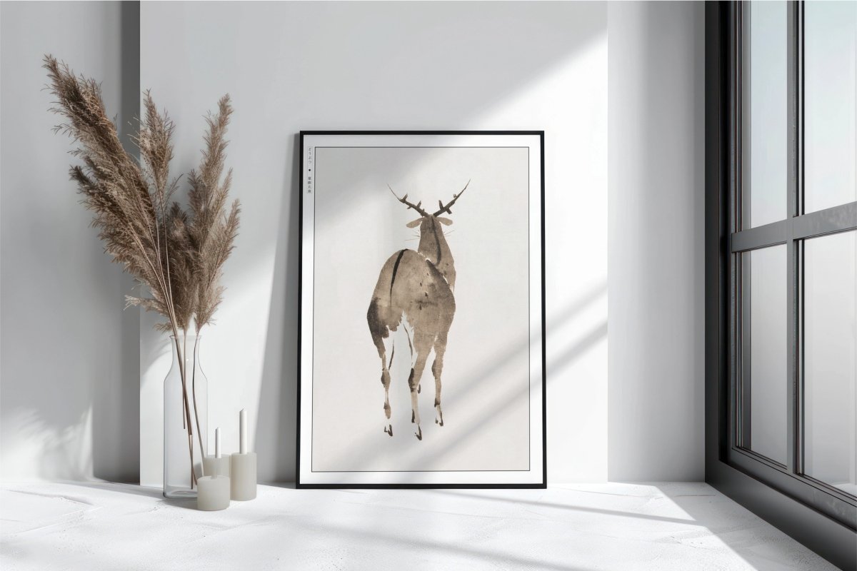 Hokusai - Deer - Art Only with Decor
