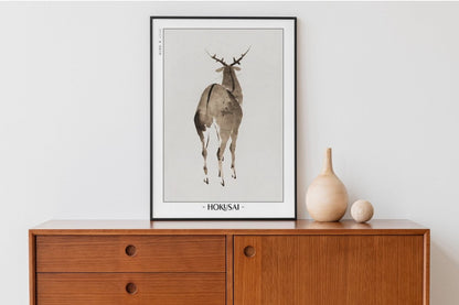Hokusai - Deer - Artist Name with Decor