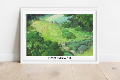 Studio Ghibli - Hidden Garden - Artist Name - White Frame