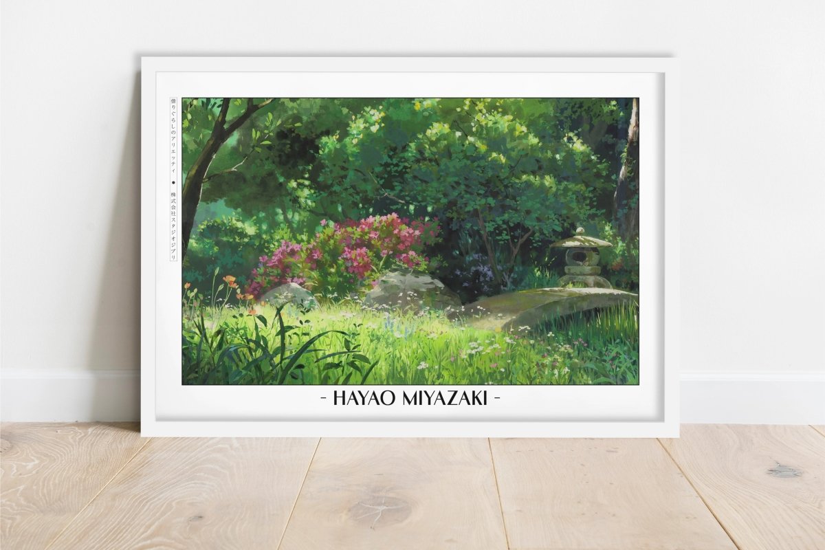 Studio Ghibli - Among the Wildflowers - Artist Name - White Frame