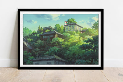 Studio Ghibli - Hillside Memories - Art Only - Black Frame