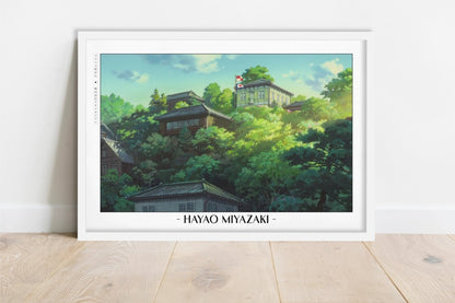 Studio Ghibli - Hillside Memories - Artist Name - White Frame