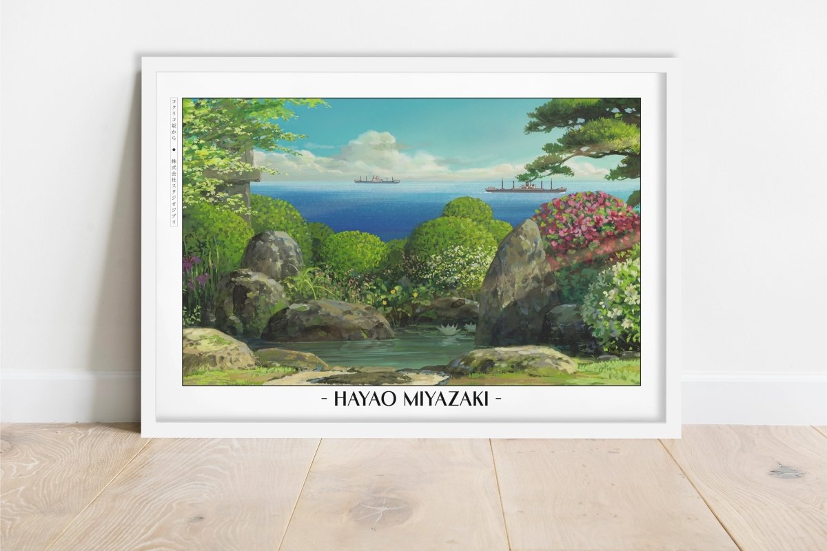Studio Ghibli - Ocean's Call - Artist Name - White Frame