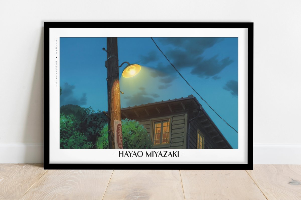 Studio Ghibli - Home by the Harbour - Artist Name - Black Frame