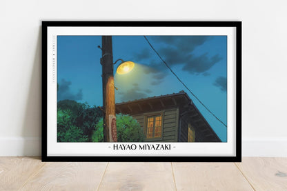 Studio Ghibli - Home by the Harbour - Artist Name - Black Frame