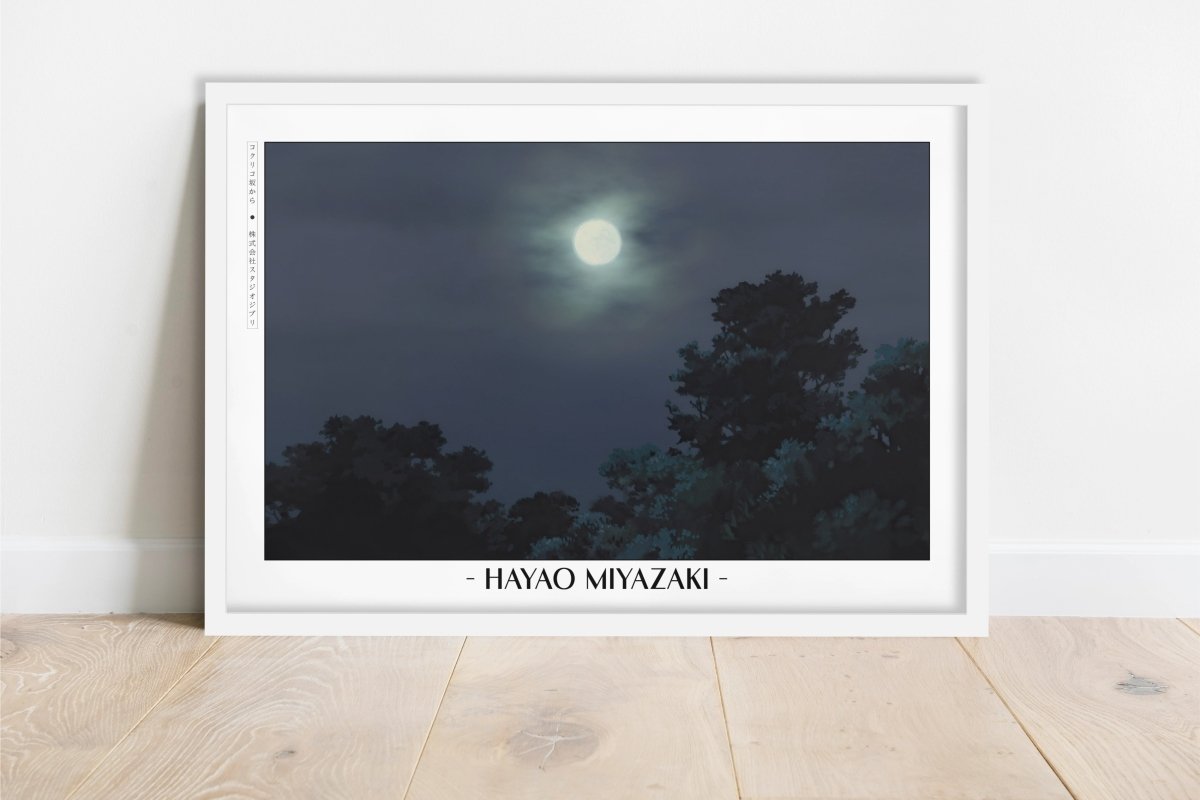 Studio Ghibli - Under the Moonlight - Artist Name - White Frame