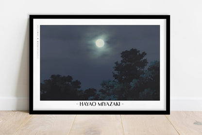 Studio Ghibli - Under the Moonlight - Artist Name - Black Frame