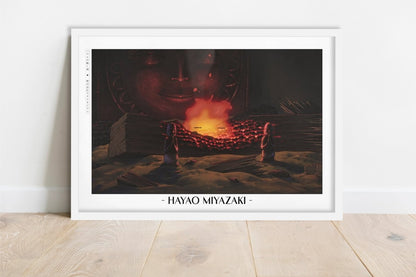 Studio Ghibli - Fire & Dreams - Artist Name - White Frame