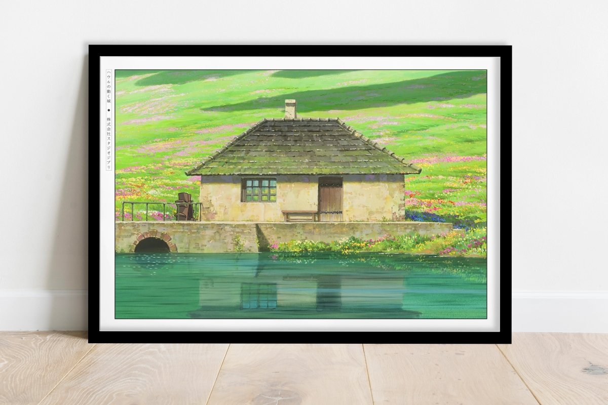 Studio Ghibli - A Cottage in the Meadows - Art Only - Black Frame
