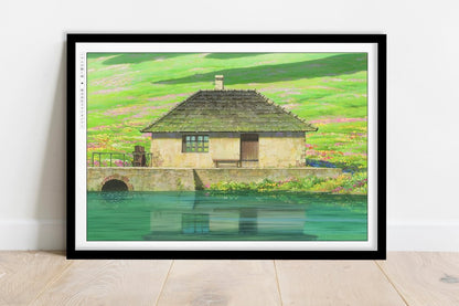 Studio Ghibli - A Cottage in the Meadows - Art Only - Black Frame