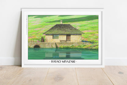 Studio Ghibli - A Cottage in the Meadows - Artist Name - White Frame