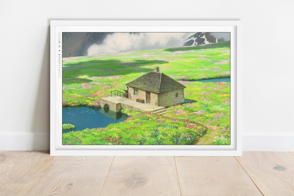 Studio Ghibli - House by the Flowers - Art Only - White Frame