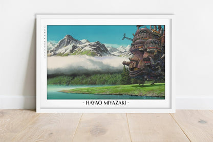 Studio Ghibli - Castle in Motion - Artist Name - White Frame