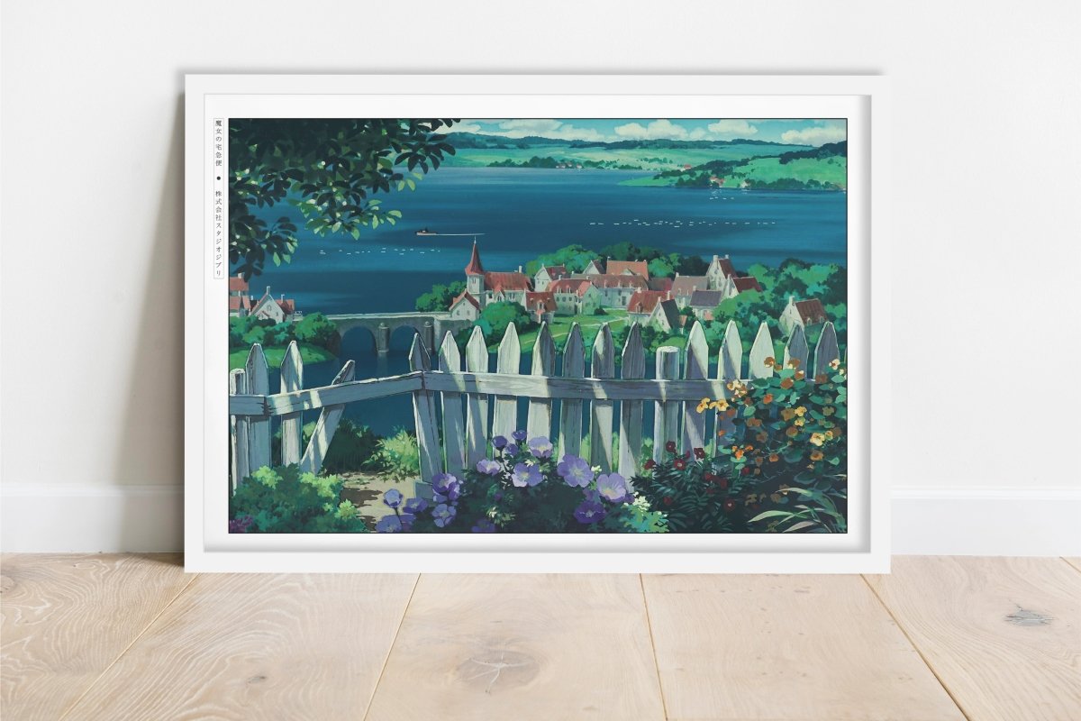 Studio Ghibli - Home Above the Sea - Art Only - White Frame