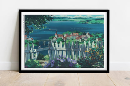 Studio Ghibli - Home Above the Sea - Art Only - Black Frame