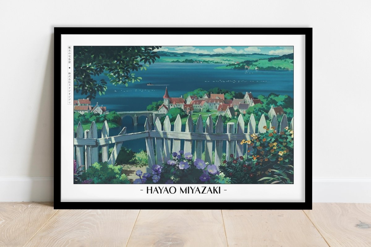 Studio Ghibli - Home Above the Sea - Artist Name - Black Frame