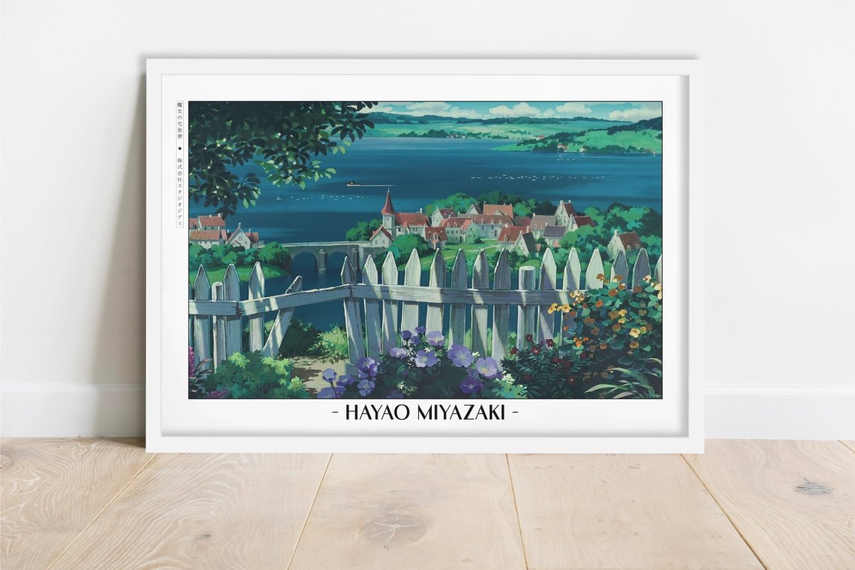 Studio Ghibli - Home Above the Sea - Artist Name - White Frame