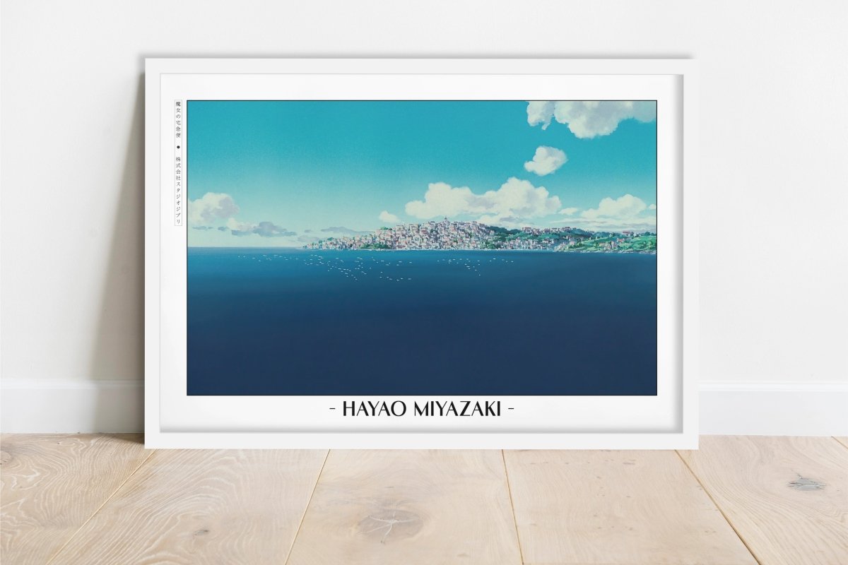 Studio Ghibli - Blue Horizon - Artist Name - White Frame
