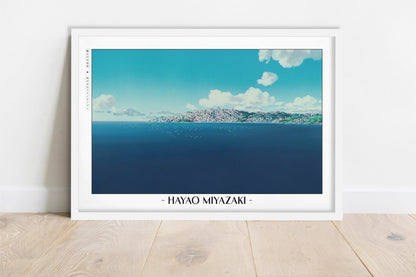 Studio Ghibli - Blue Horizon - Artist Name - White Frame