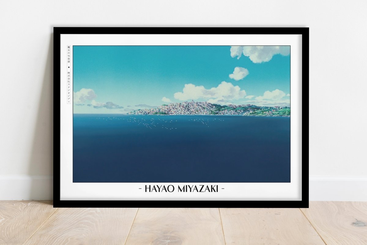 Studio Ghibli - Blue Horizon - Artist Name - Black Frame