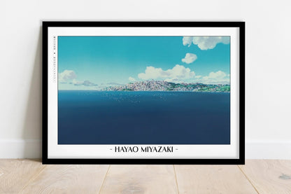 Studio Ghibli - Blue Horizon - Artist Name - Black Frame