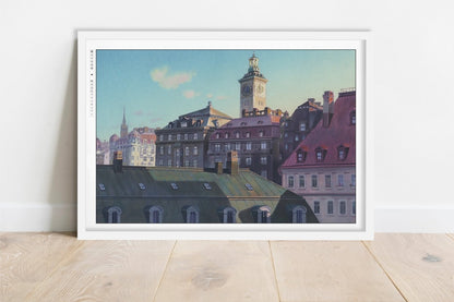 Studio Ghibli - Red Roofs - Art Only - White Frame