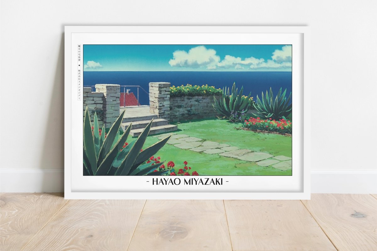 Studio Ghibli - Seaside Breeze - Artist Name - White Frame