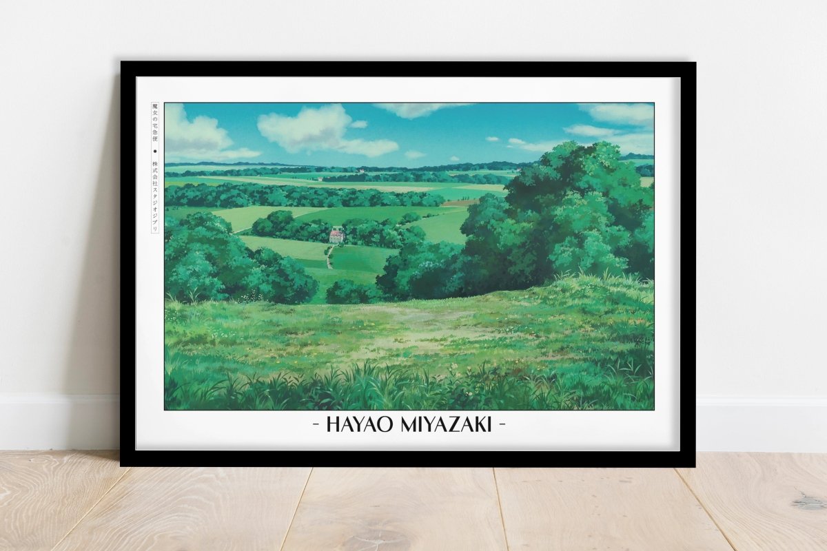 Studio Ghibli - Morning Delivery - Artist Name - Black Frame