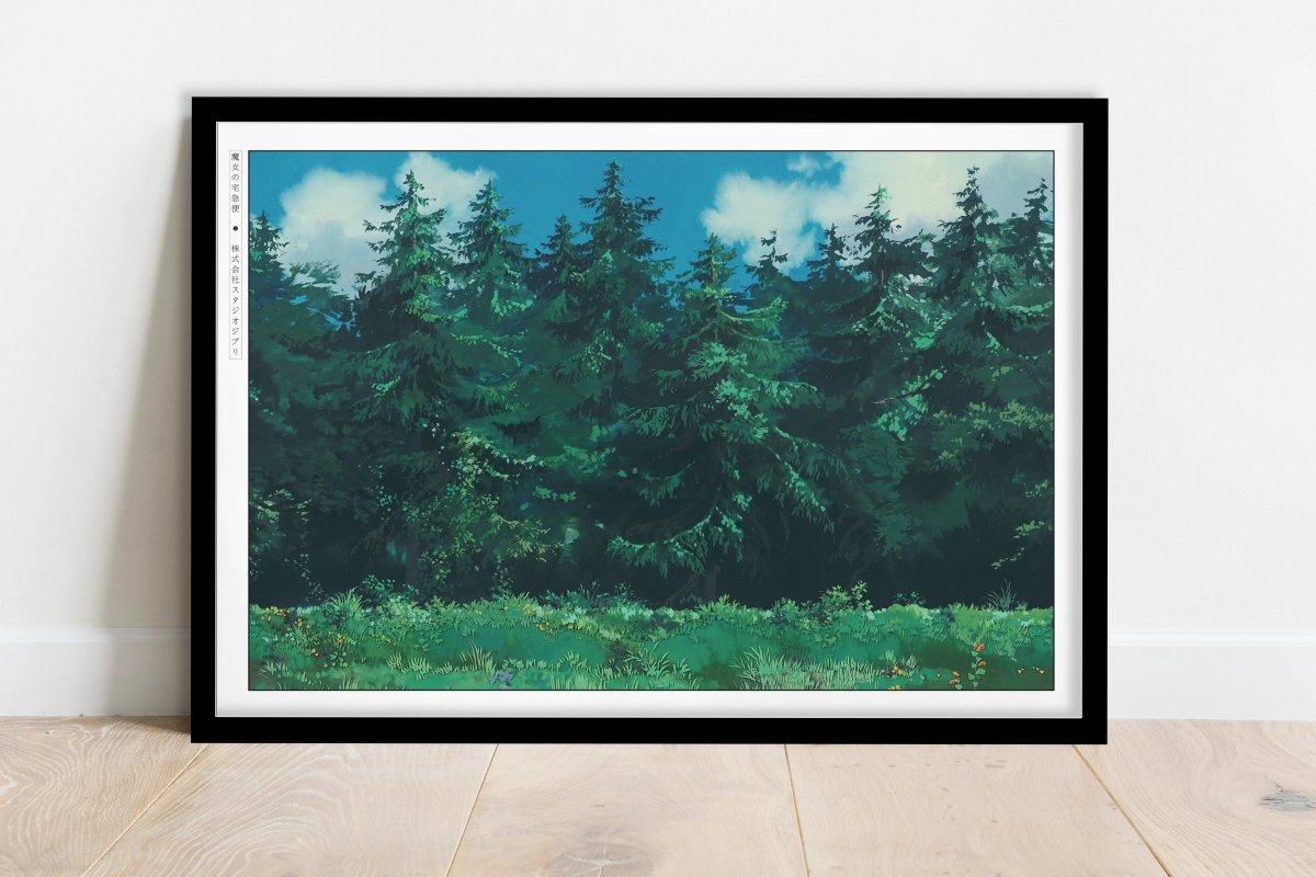 Studio Ghibli - Flight Over the Trees - Art Only - Black Frame
