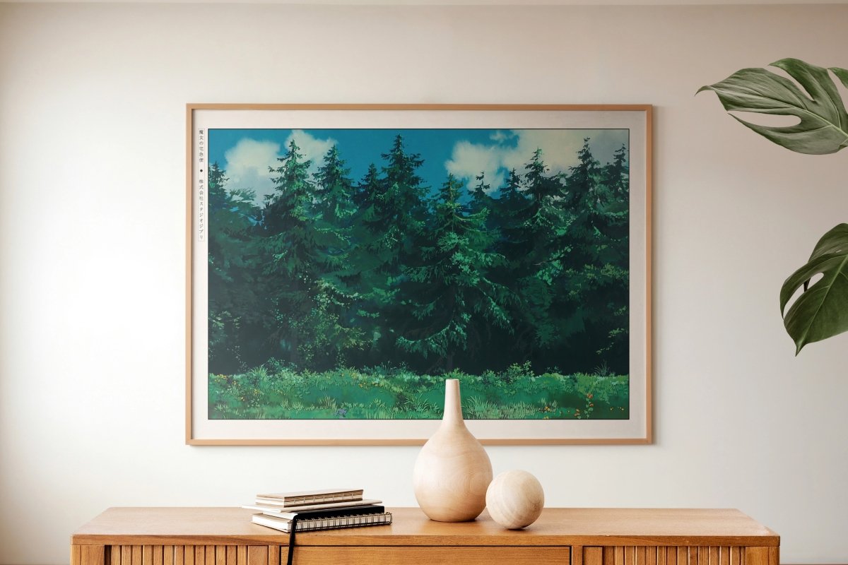 Studio Ghibli - Flight Over the Trees - Art Only with Decor