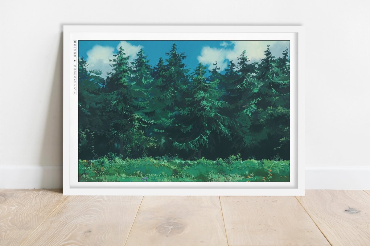 Studio Ghibli - Flight Over the Trees - Art Only - White Frame