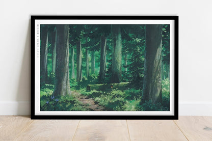 Studio Ghibli - Through the Forest - Art Only - Black Frame