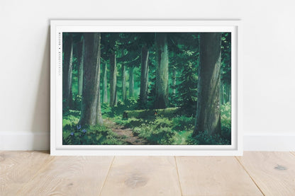 Studio Ghibli - Through the Forest - Art Only - White Frame
